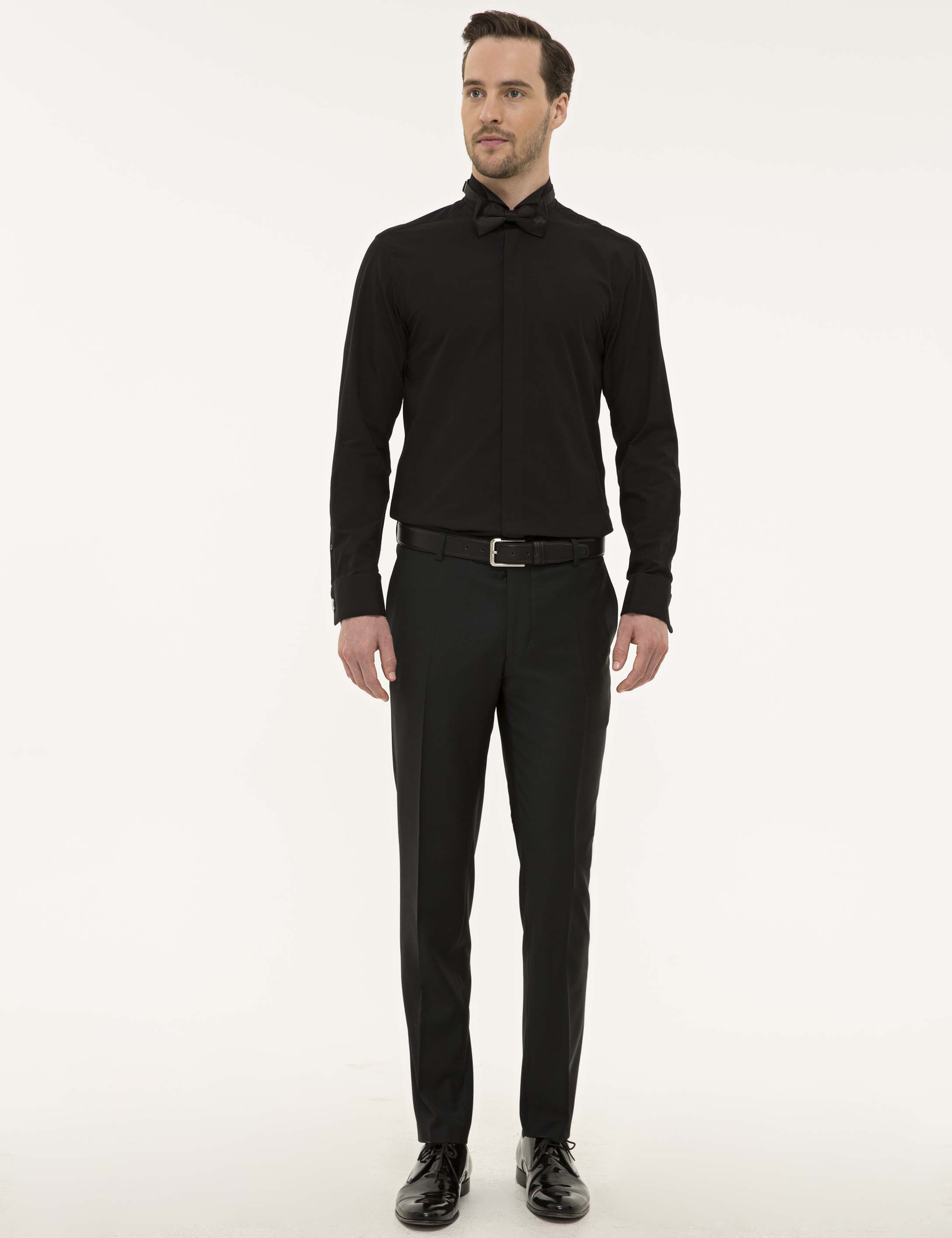 Siyah Slim Fit Smokin Gömlek