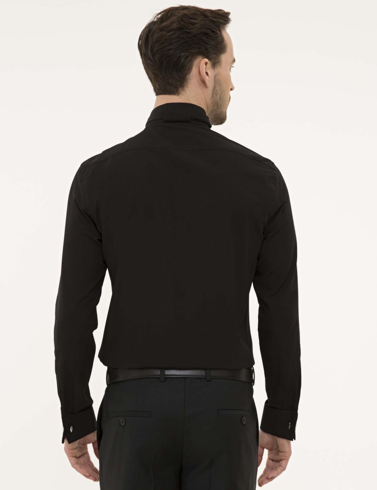 Siyah Slim Fit Smokin Gömlek - 50223125017