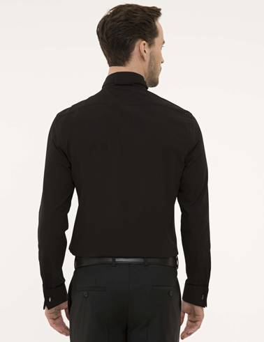 Siyah Slim Fit Smokin Gömlek