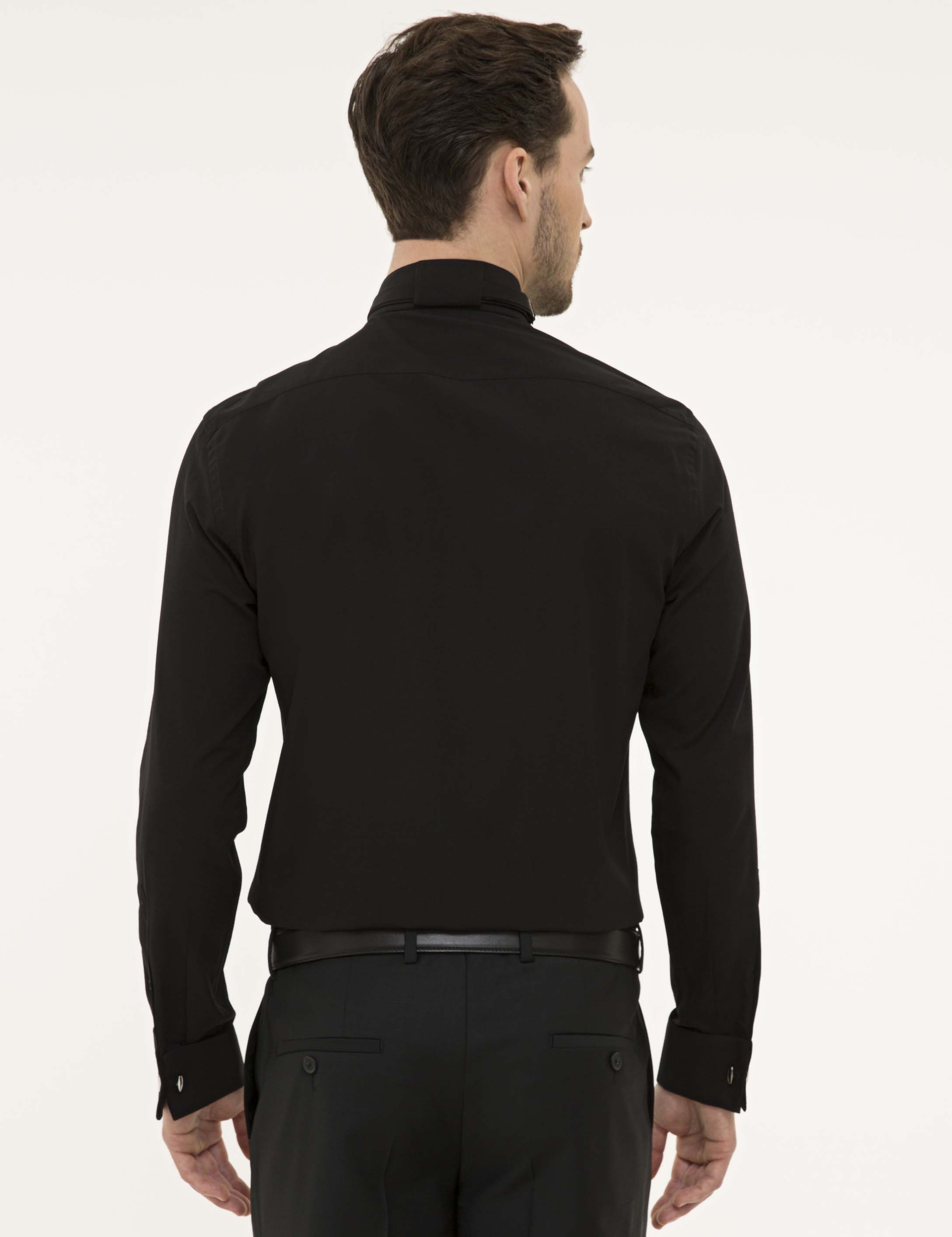 Siyah Slim Fit Smokin Gömlek