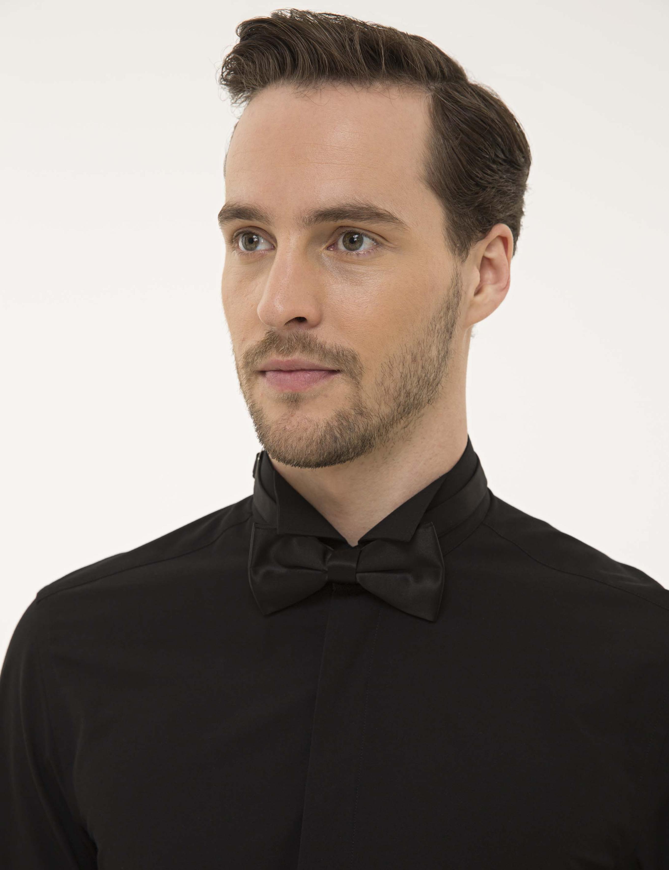 Siyah Slim Fit Smokin Gömlek