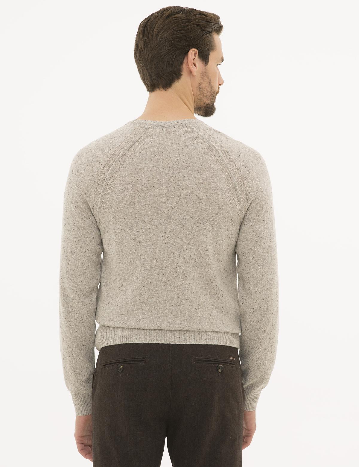 Bej Slim Fit Yün Karışımlı Triko Kazak - 50229421033