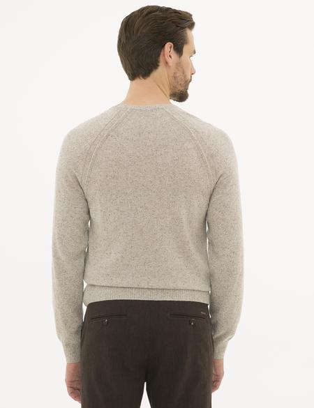 Bej Slim Fit Yün Karışımlı Triko Kazak - 50229421033