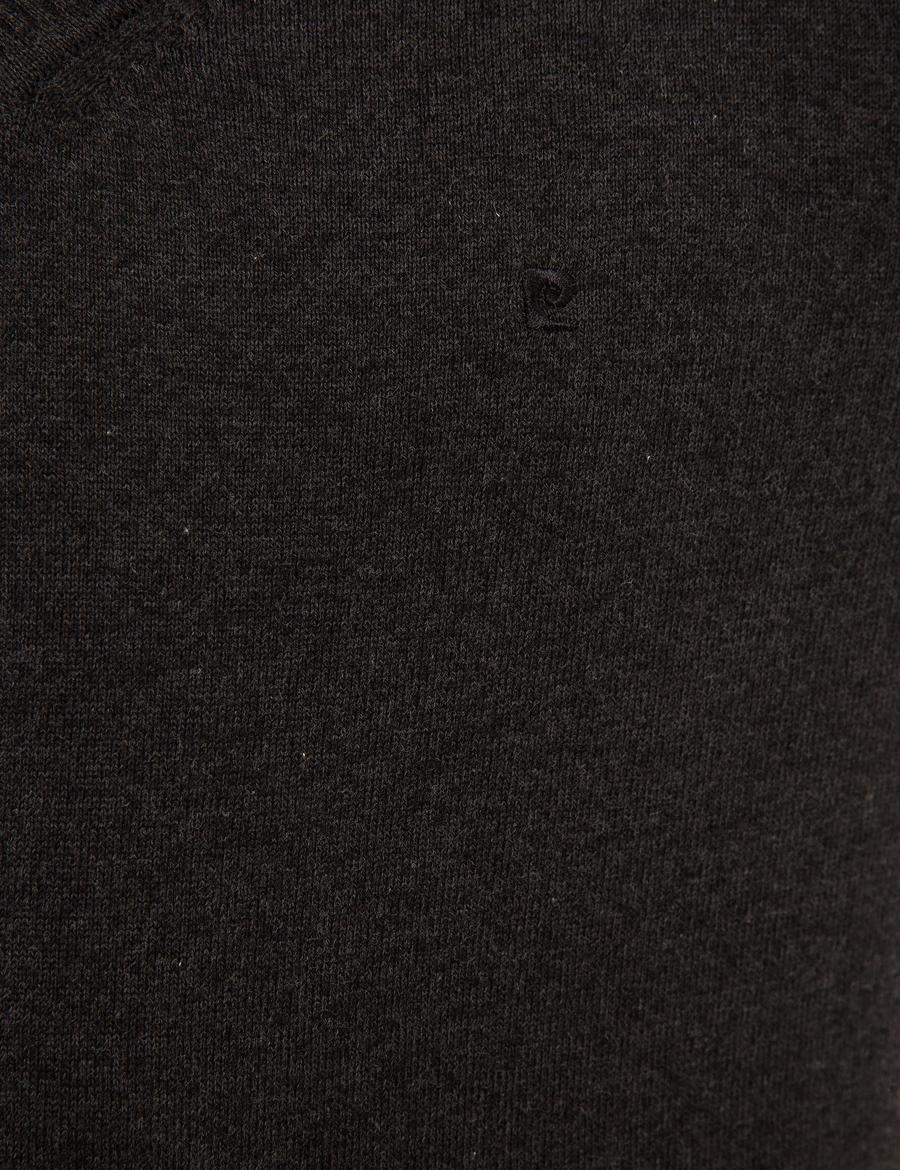 Antrasit Melanj Slim Fit Basic Triko Kazak