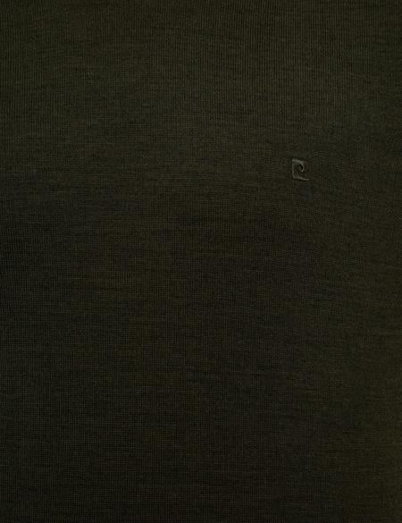 Yeşil Slim Fit Bisiklet Yaka Yün Karışımlı Basic Triko Kazak - 50227677066