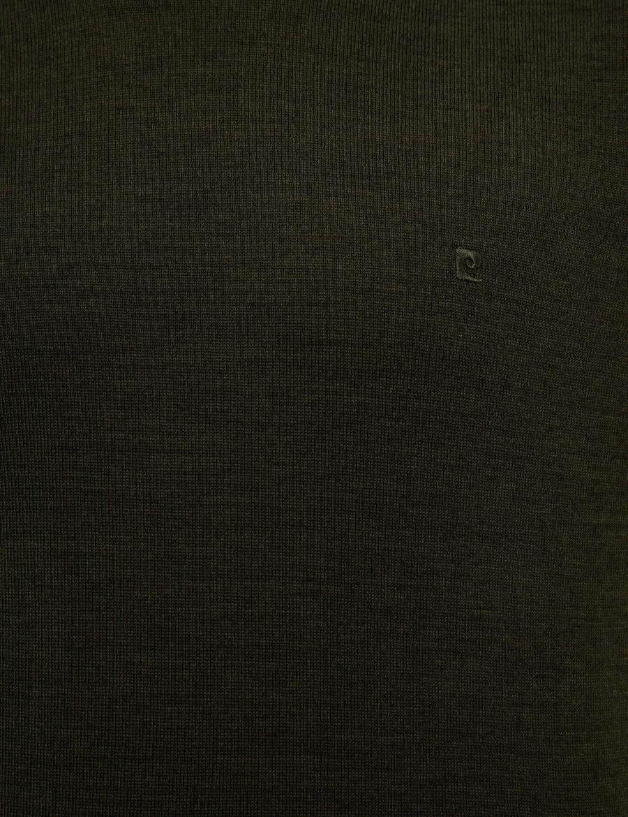 Yeşil Slim Fit Basic Kazak