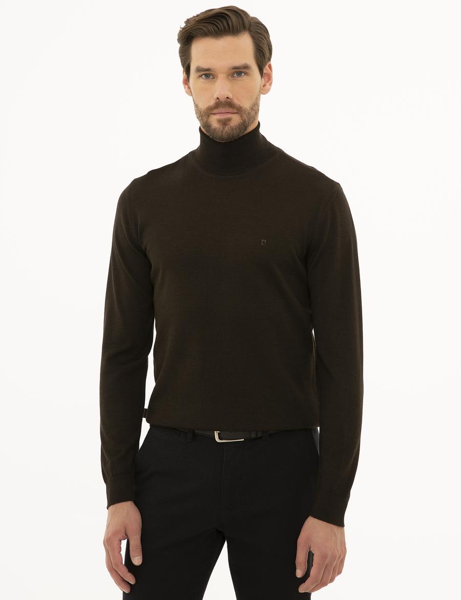 Kahverengi Slim Fit Basic Kazak