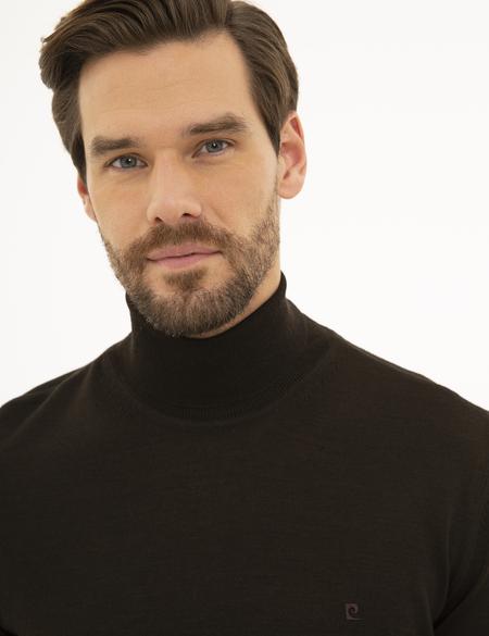 Kahverengi Slim Fit Tam Balıkçı Yaka Basic Triko Kazak - 50227093149