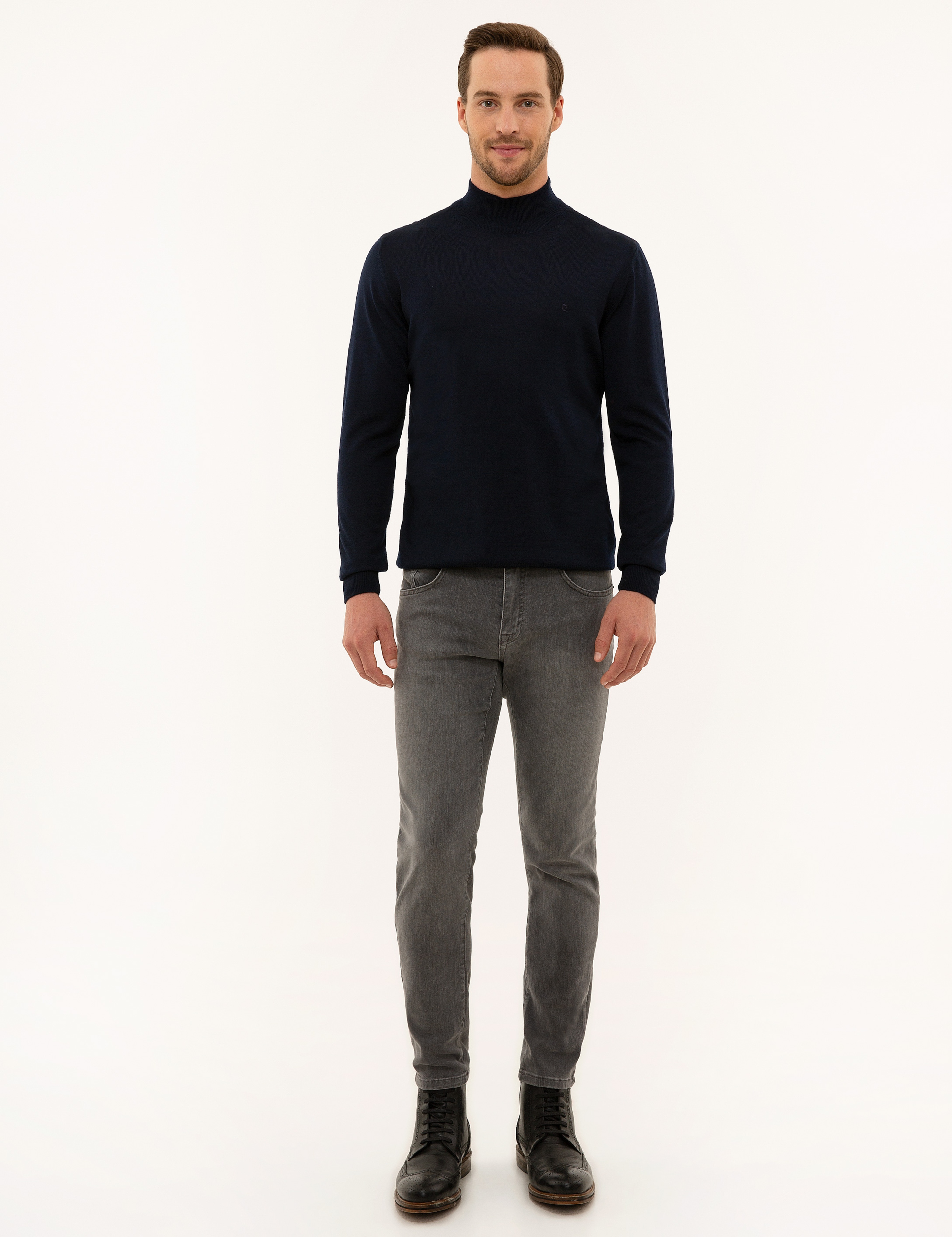 Lacivert Slim Fit Basic Kazak - Image 5
