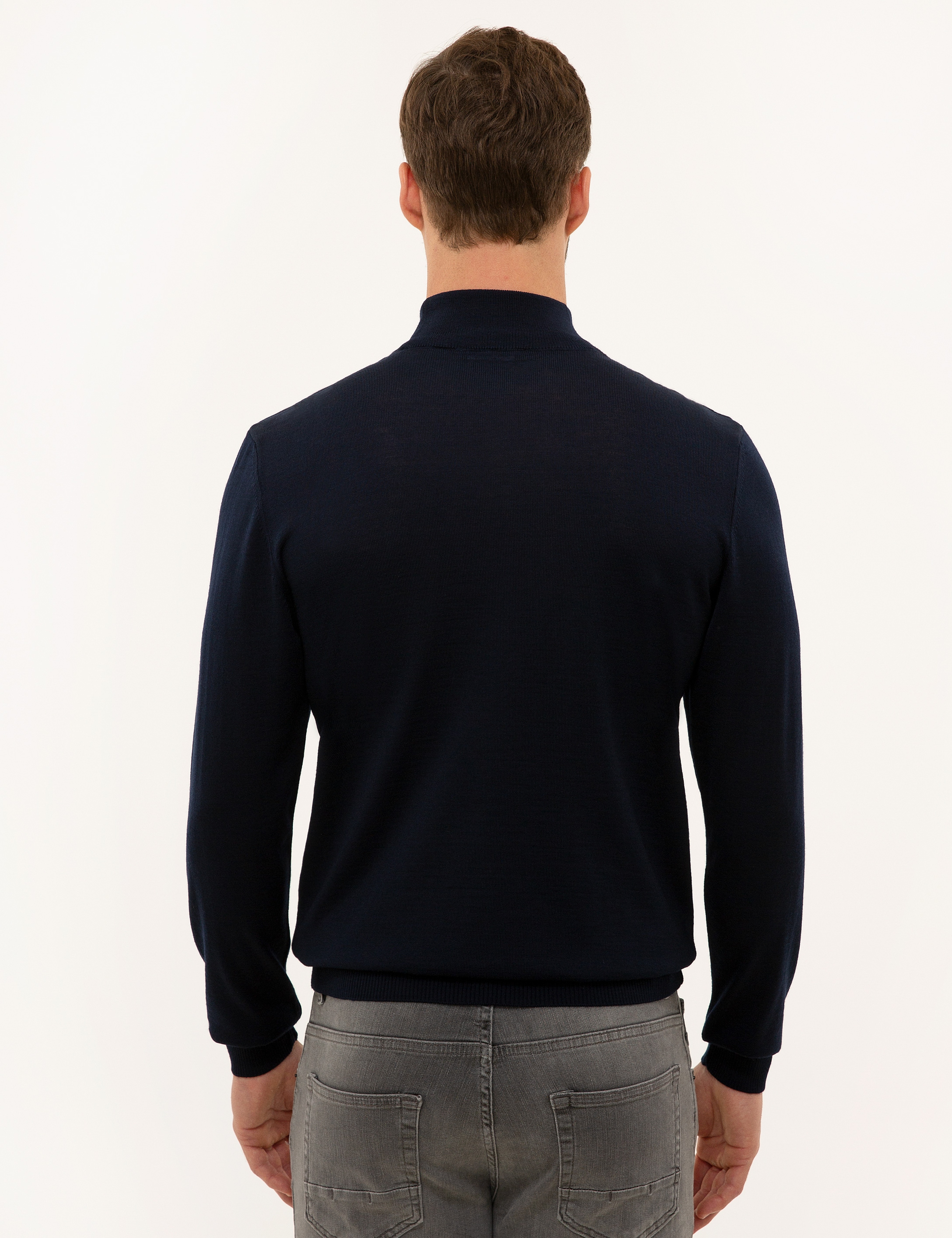 Lacivert Slim Fit Basic Kazak