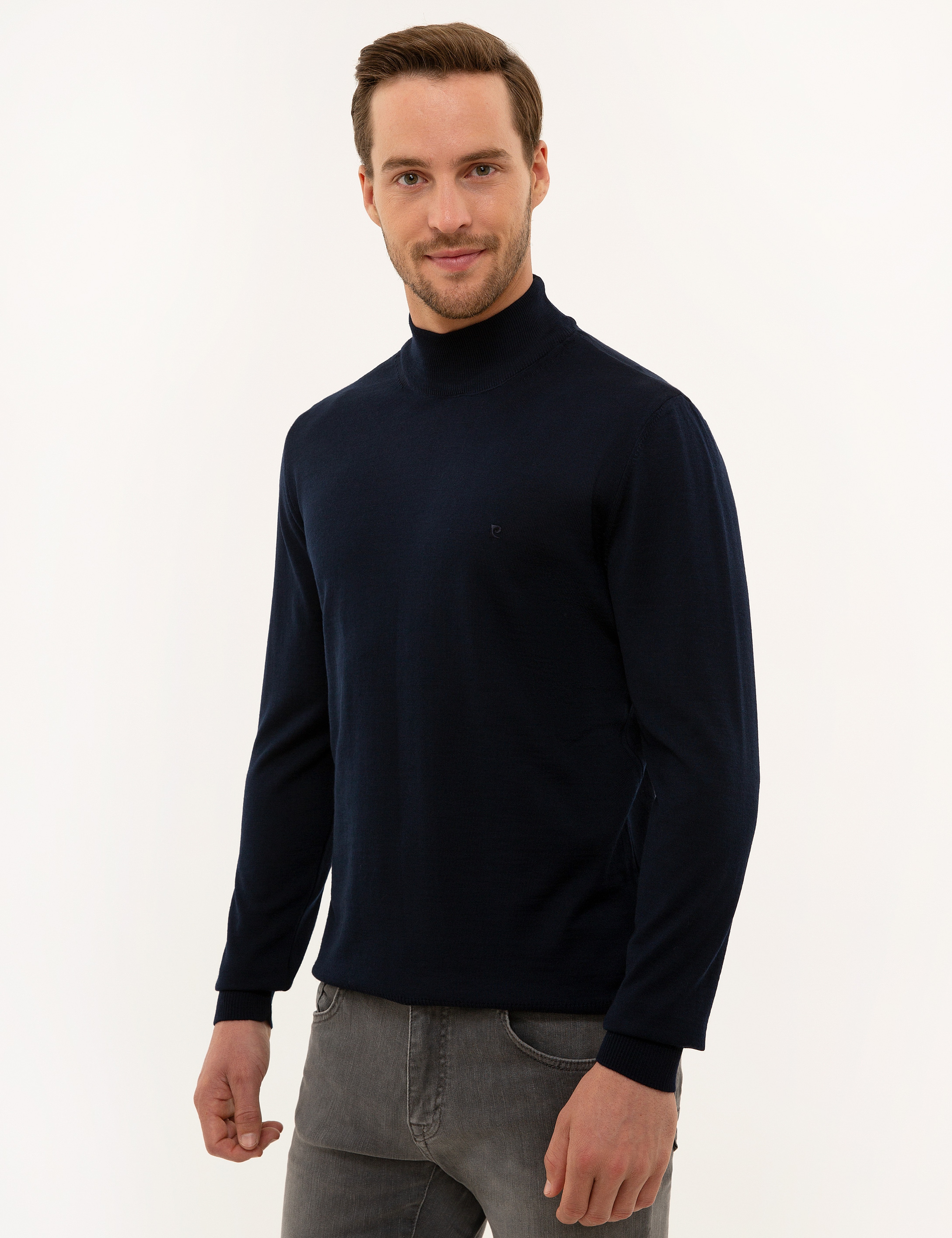 Lacivert Slim Fit Basic Kazak - Image 3