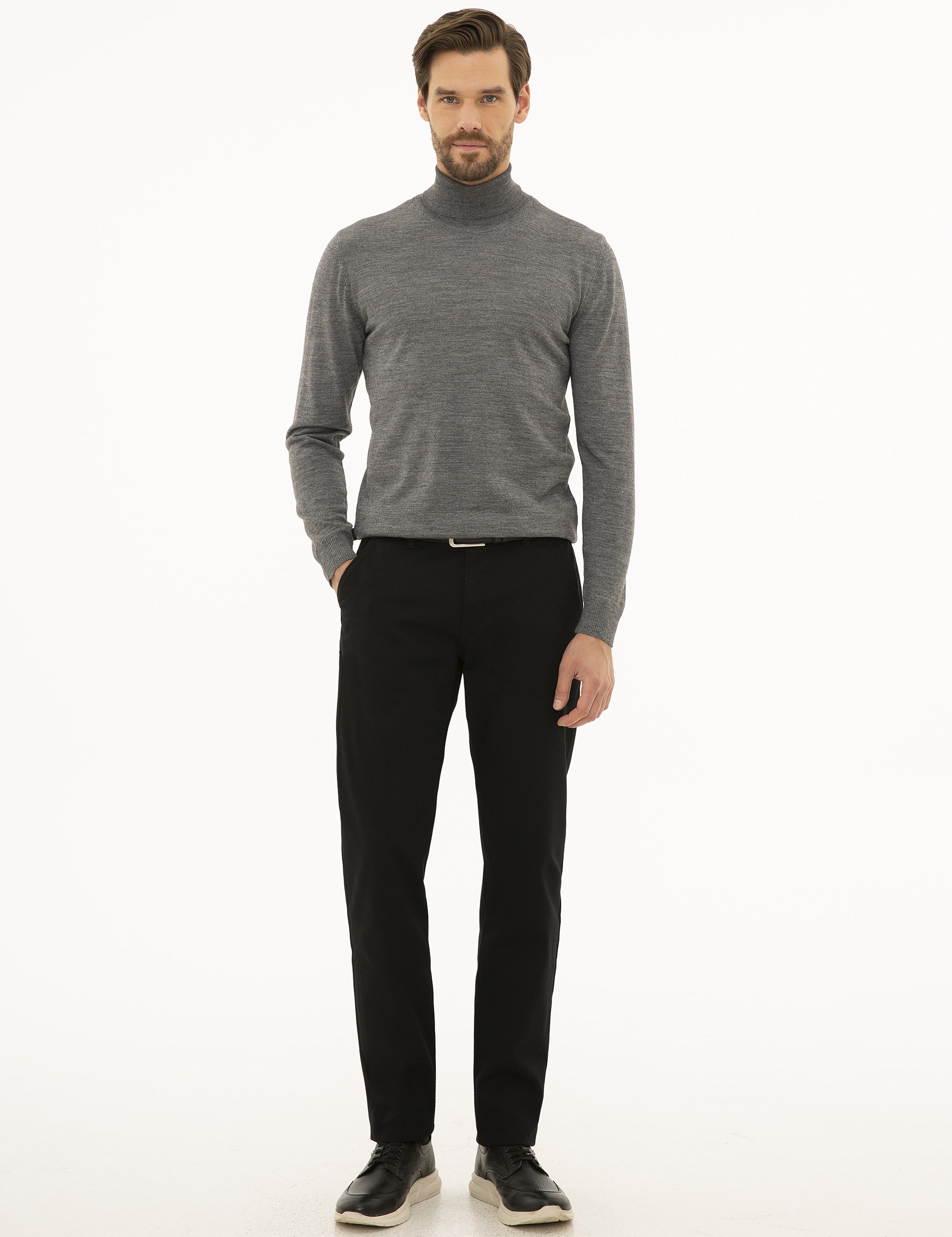 Gri Melanj Slim Fit Basic Kazak