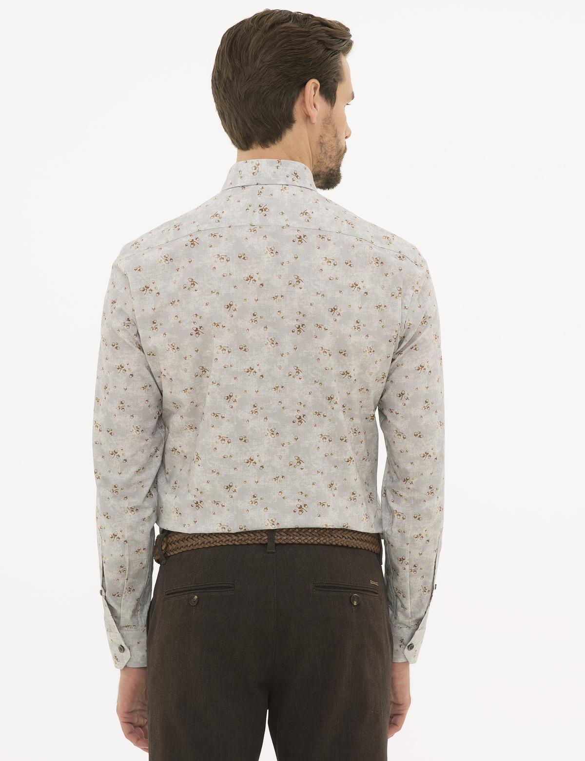 Gri Slim Fit Uzun Kollu Gömlek - 50228683010