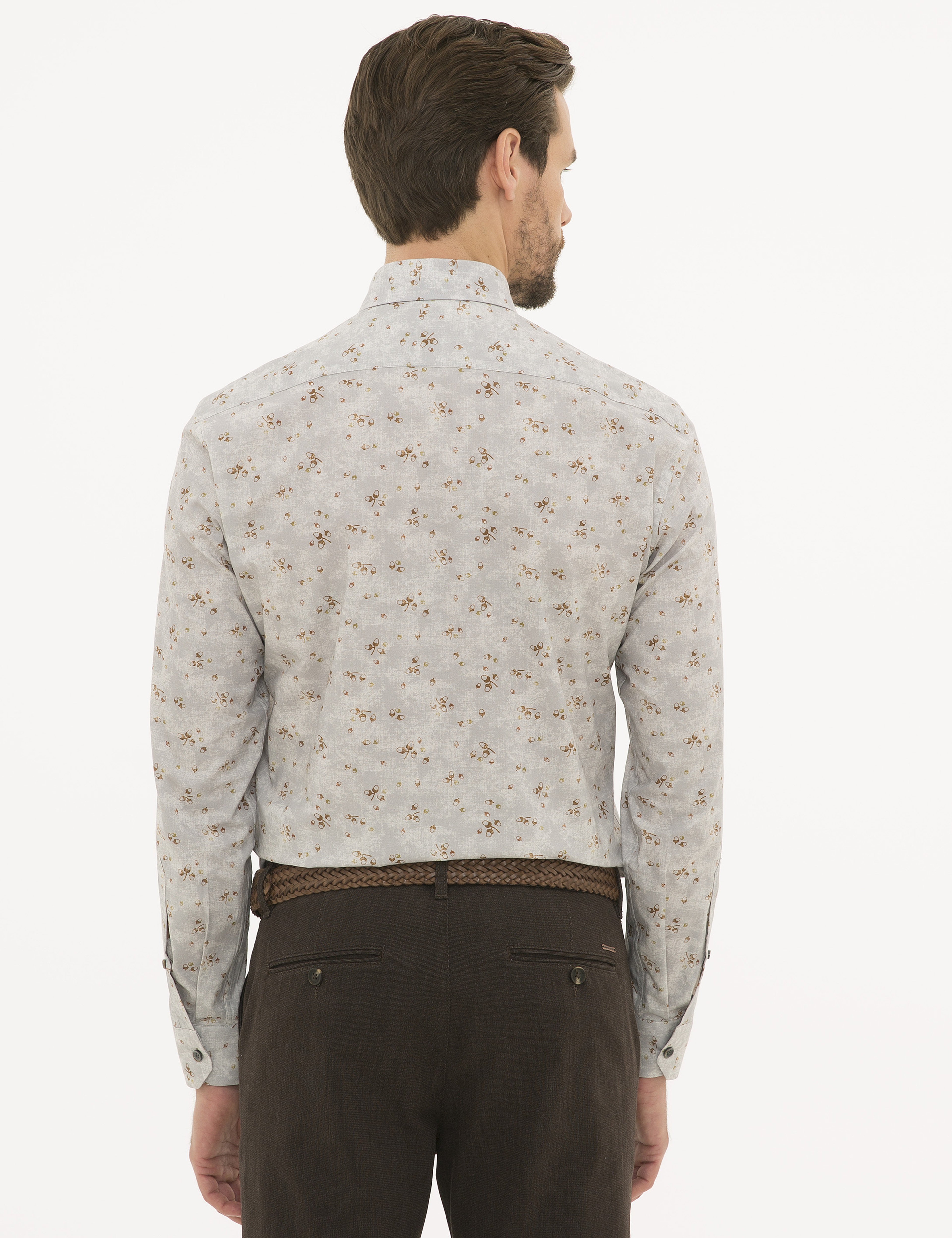 Gri Slim Fit Uzun Kollu Gömlek - Image 3