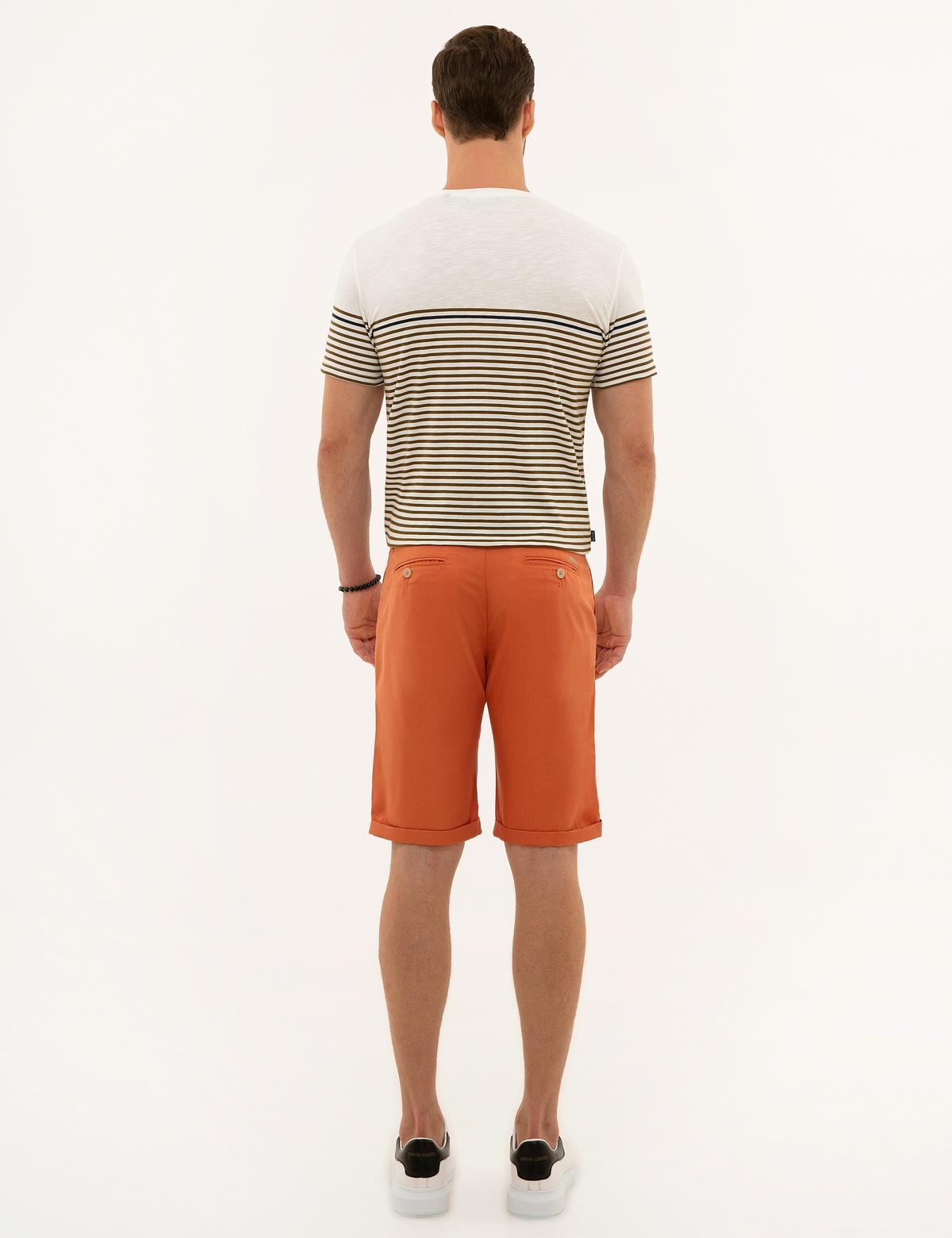 Turuncu Standart Fit Bermuda Şort - 50224377041