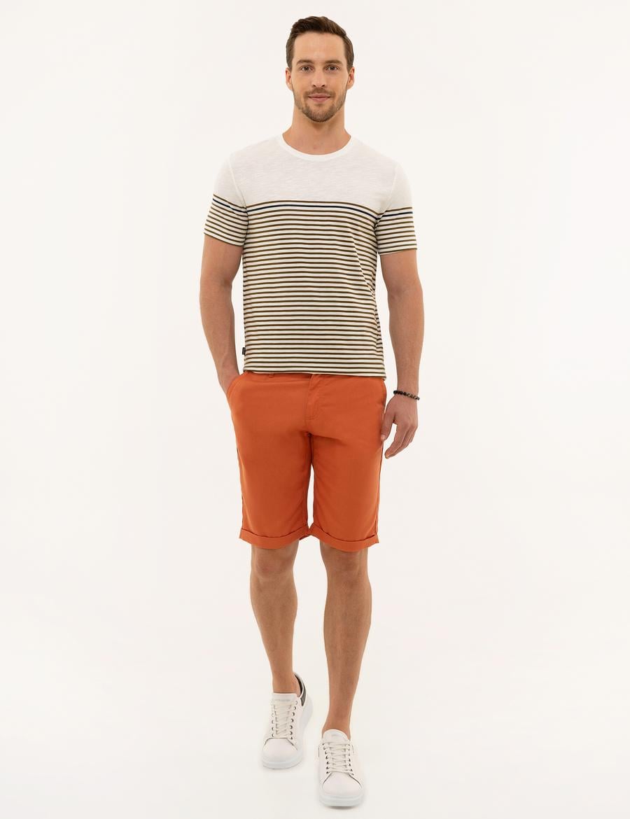 Turuncu Standart Fit Bermuda Şort