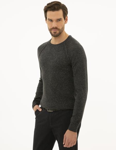 Füme Slim Fit Bisiklet Yaka Yün Karışımlı Triko Kazak - 50229421027