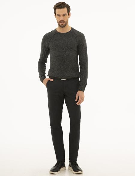 Füme Slim Fit Bisiklet Yaka Yün Karışımlı Triko Kazak - 50229421027