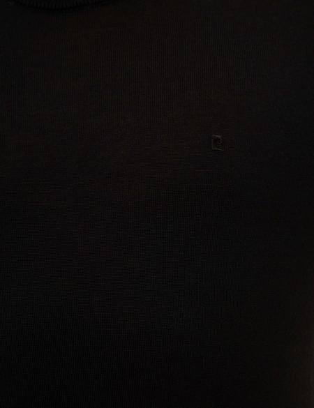 Siyah Slim Fit Bisiklet Yaka Yün Karışımlı Basic Triko Kazak - 50227677006