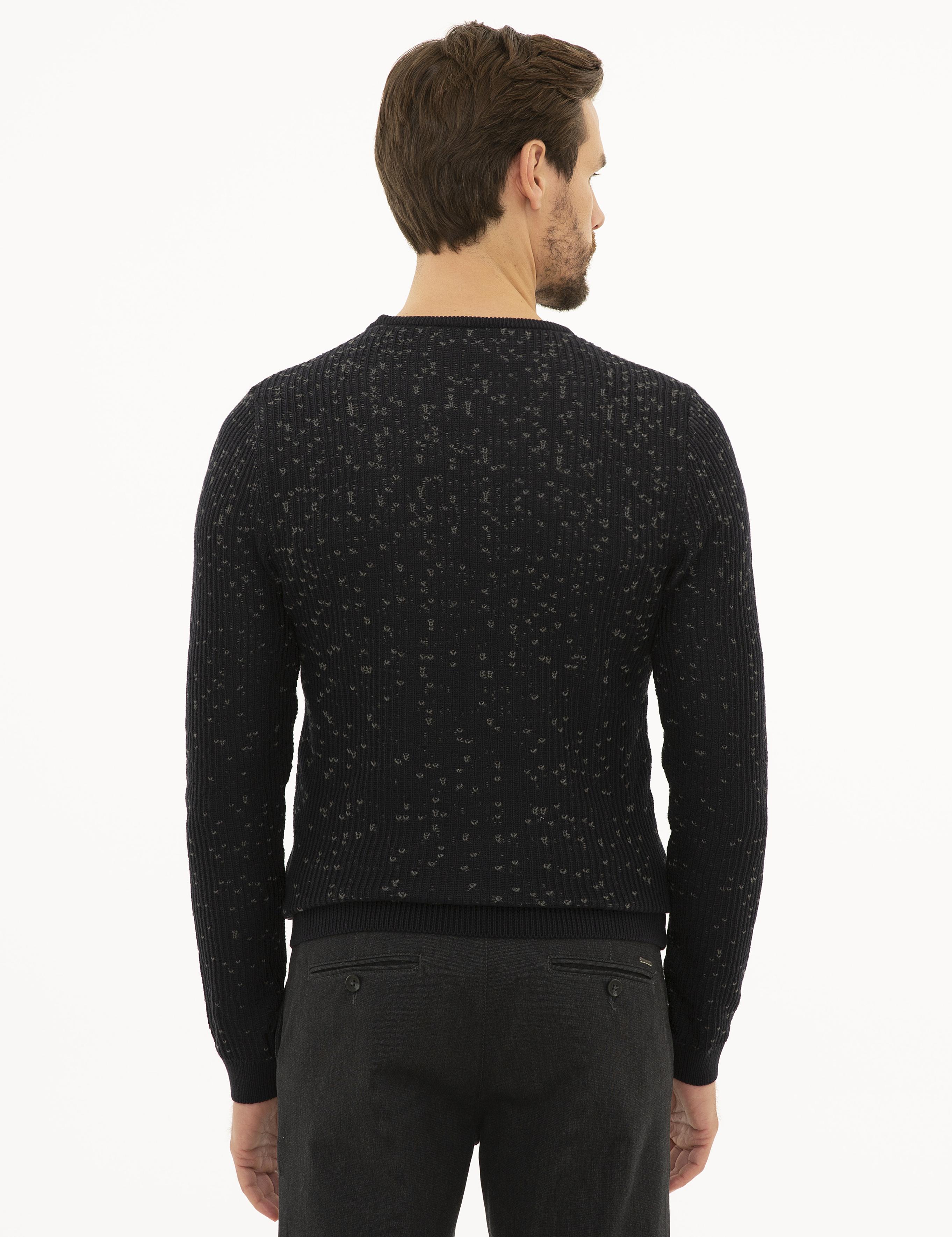 Lacivert Slim Fit Bisiklet Yaka Triko Kazak