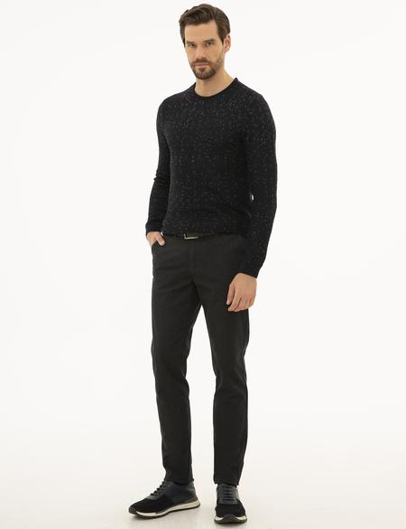 Lacivert Slim Fit Bisiklet Yaka Triko Kazak - 50229607003