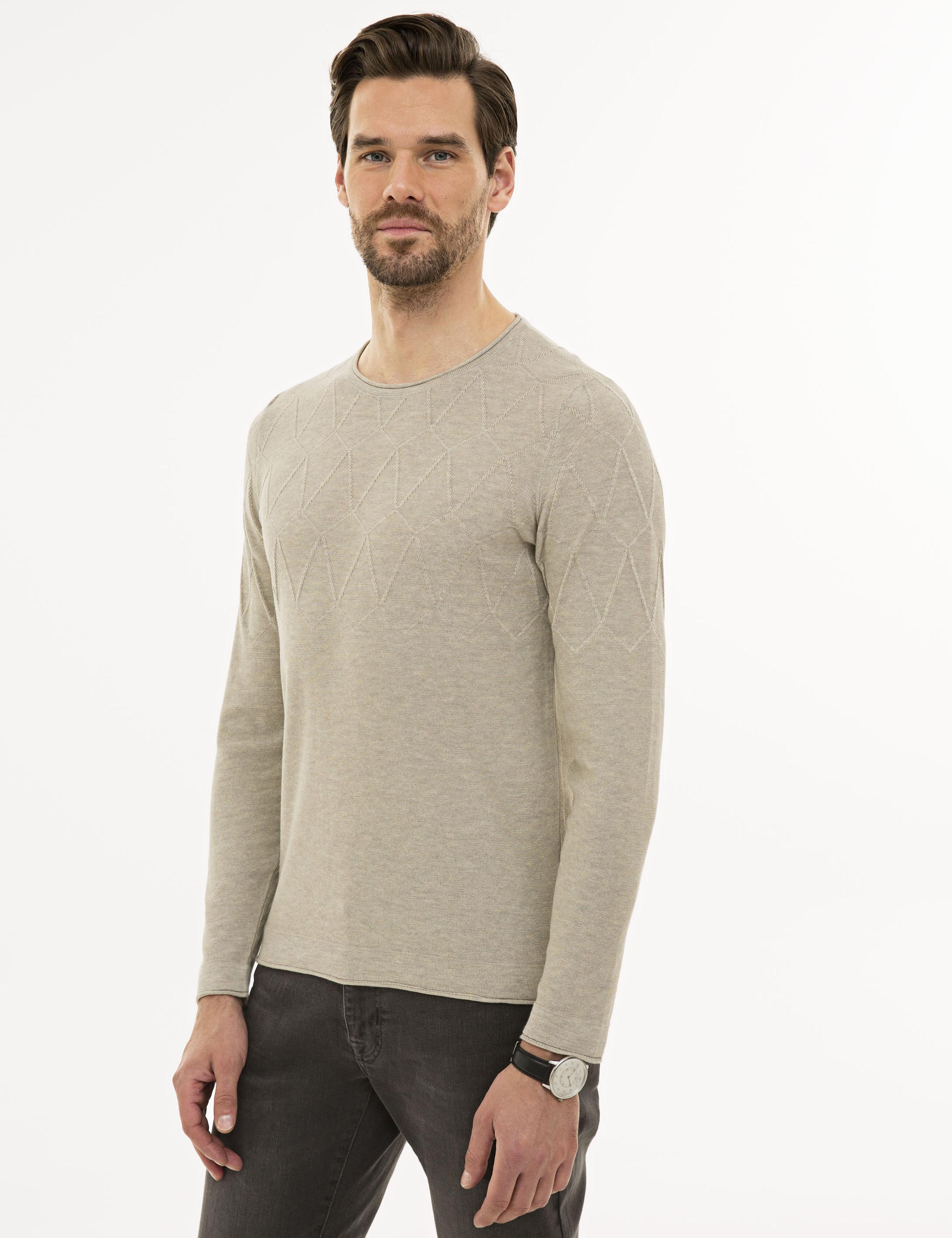 Kum Melanj Slim Fit Bisiklet Yaka Triko Kazak