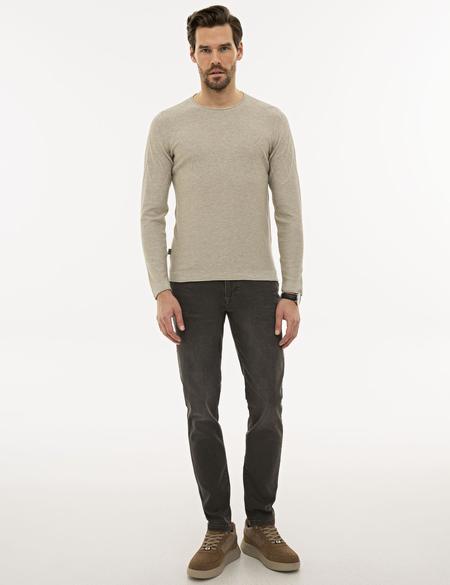 Kum Melanj Slim Fit Bisiklet Yaka Triko Kazak - 50230094018