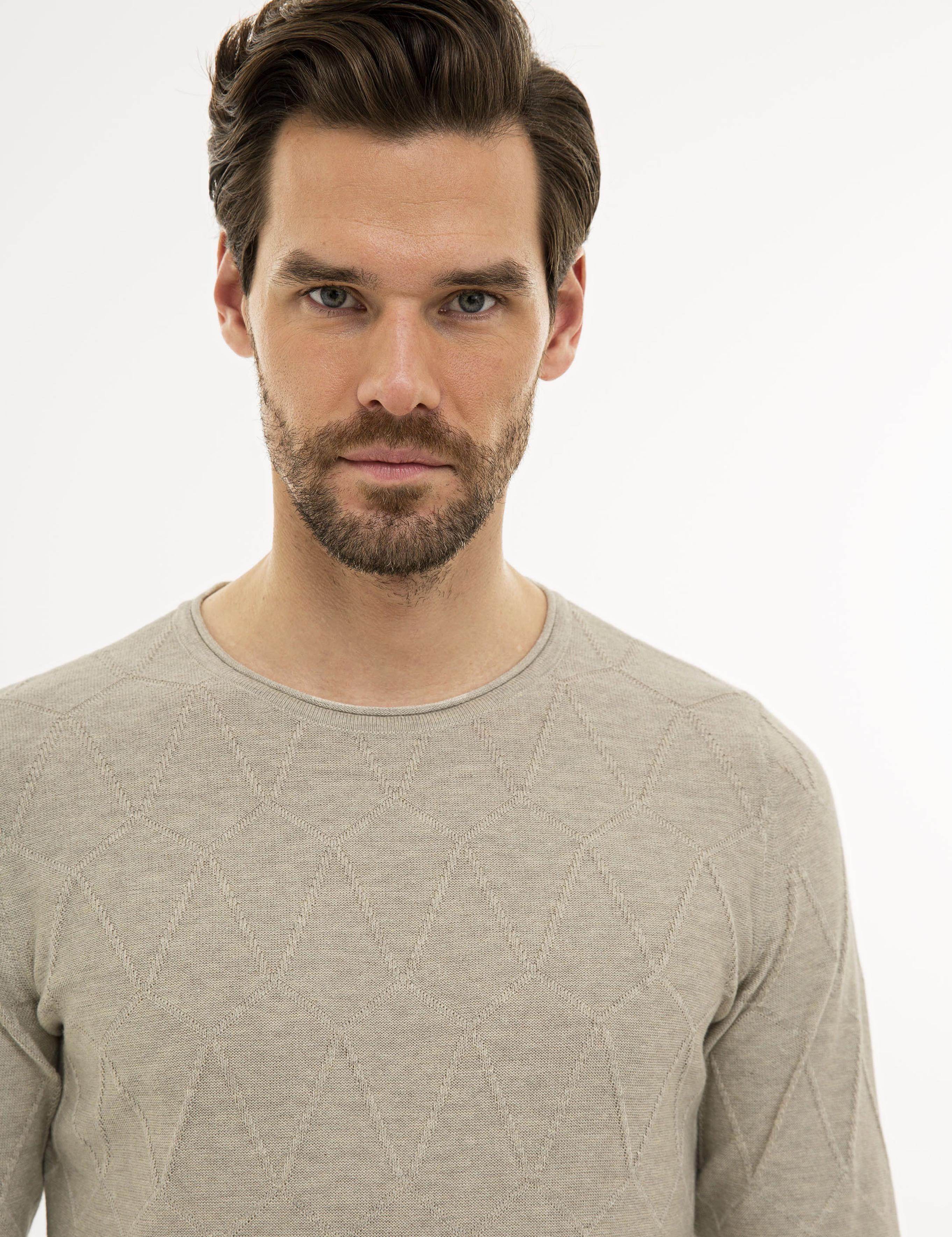 Kum Melanj Slim Fit Bisiklet Yaka Triko Kazak