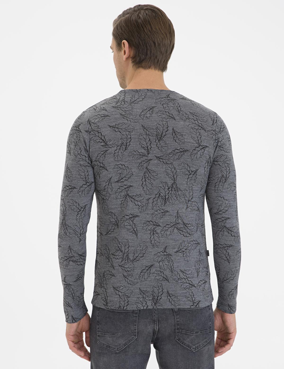 Gri Melanj Slim Fit Bisiklet Yaka Yün Karışımlı Triko Kazak - 50228231013