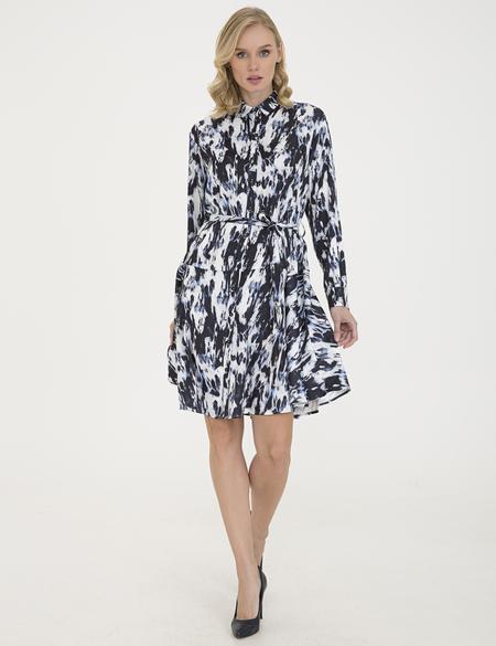 Siyah Comfort Fit Desenli Elbise - 50237944007