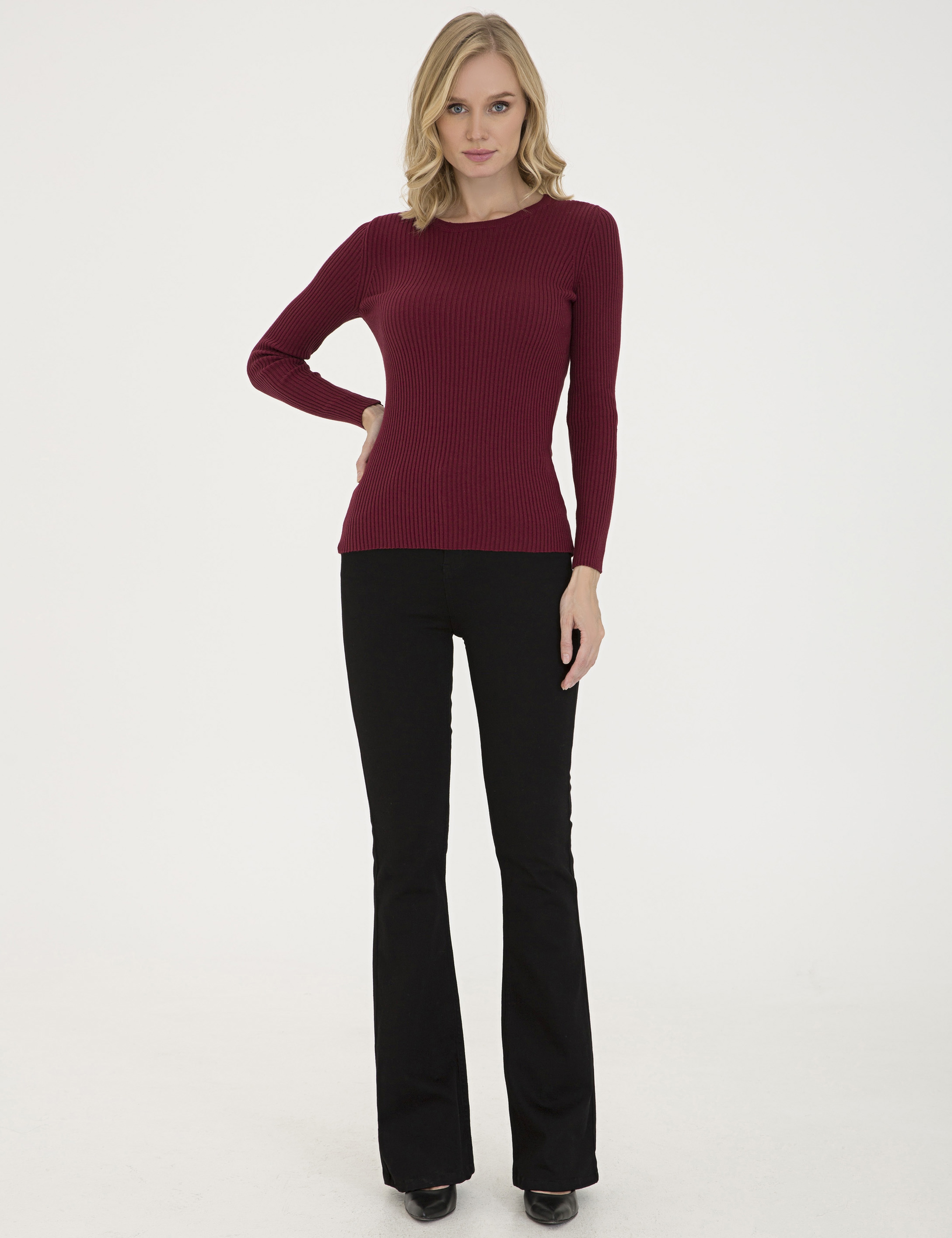 Siyah Flare Fit Jean Pantolon