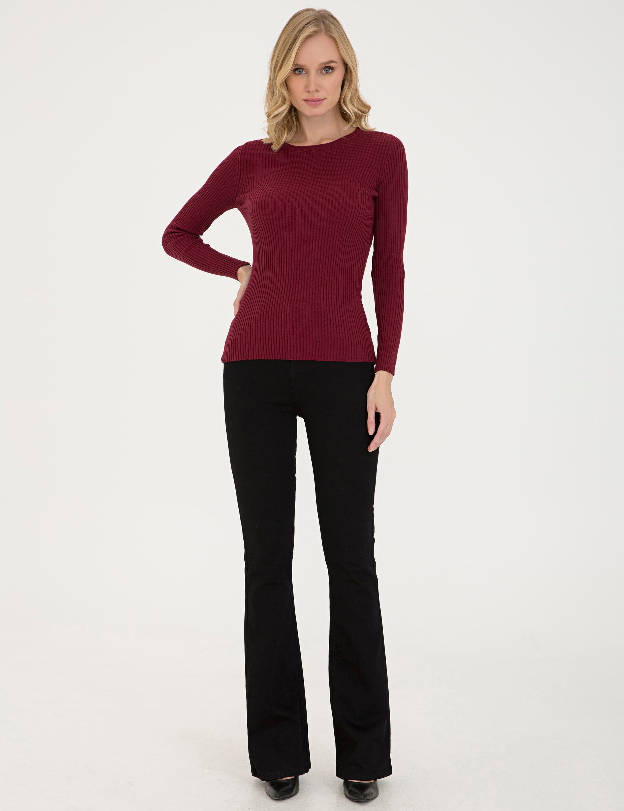 Siyah Flare Fit Jean Pantolon