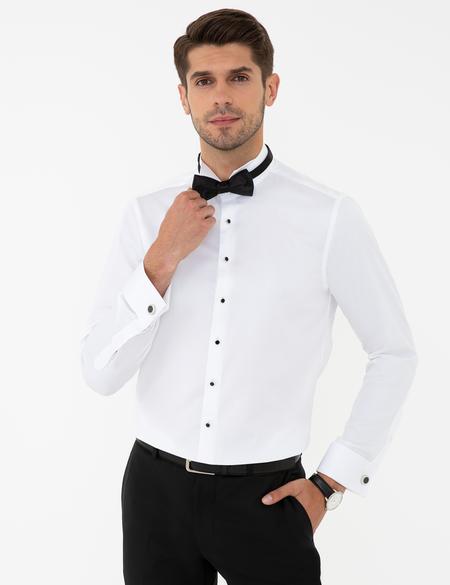 Beyaz Slim Fit Smokin Gömlek - 50236018016