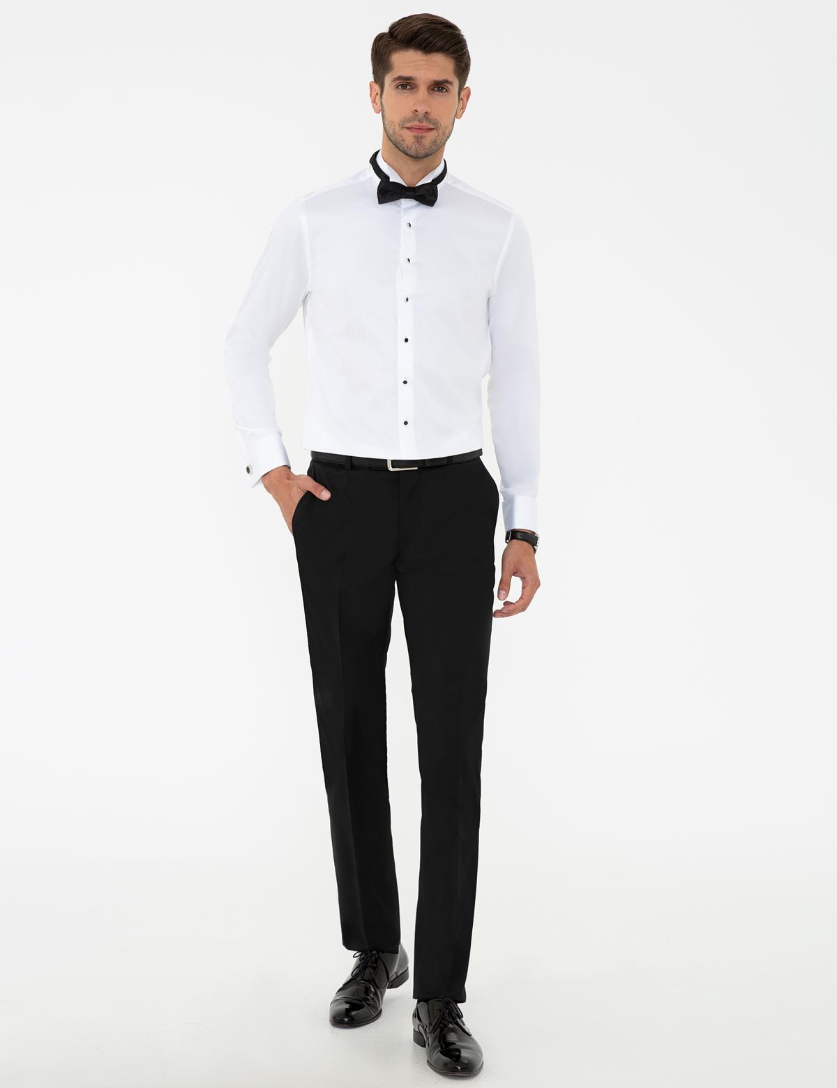 Beyaz Slim Fit Smokin Gömlek - 50236018016