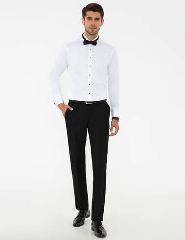 Beyaz Slim Fit Smokin Gömlek