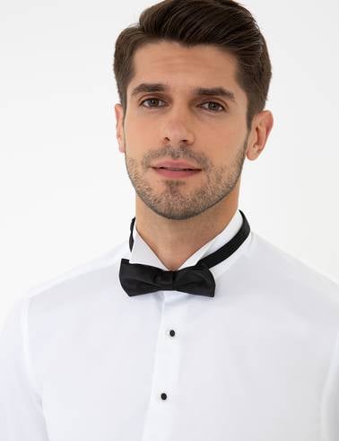 Beyaz Slim Fit Smokin Gömlek