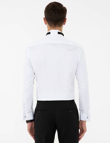 Beyaz Slim Fit Smokin Gömlek