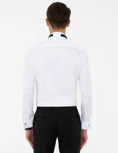 Beyaz Slim Fit Smokin Gömlek