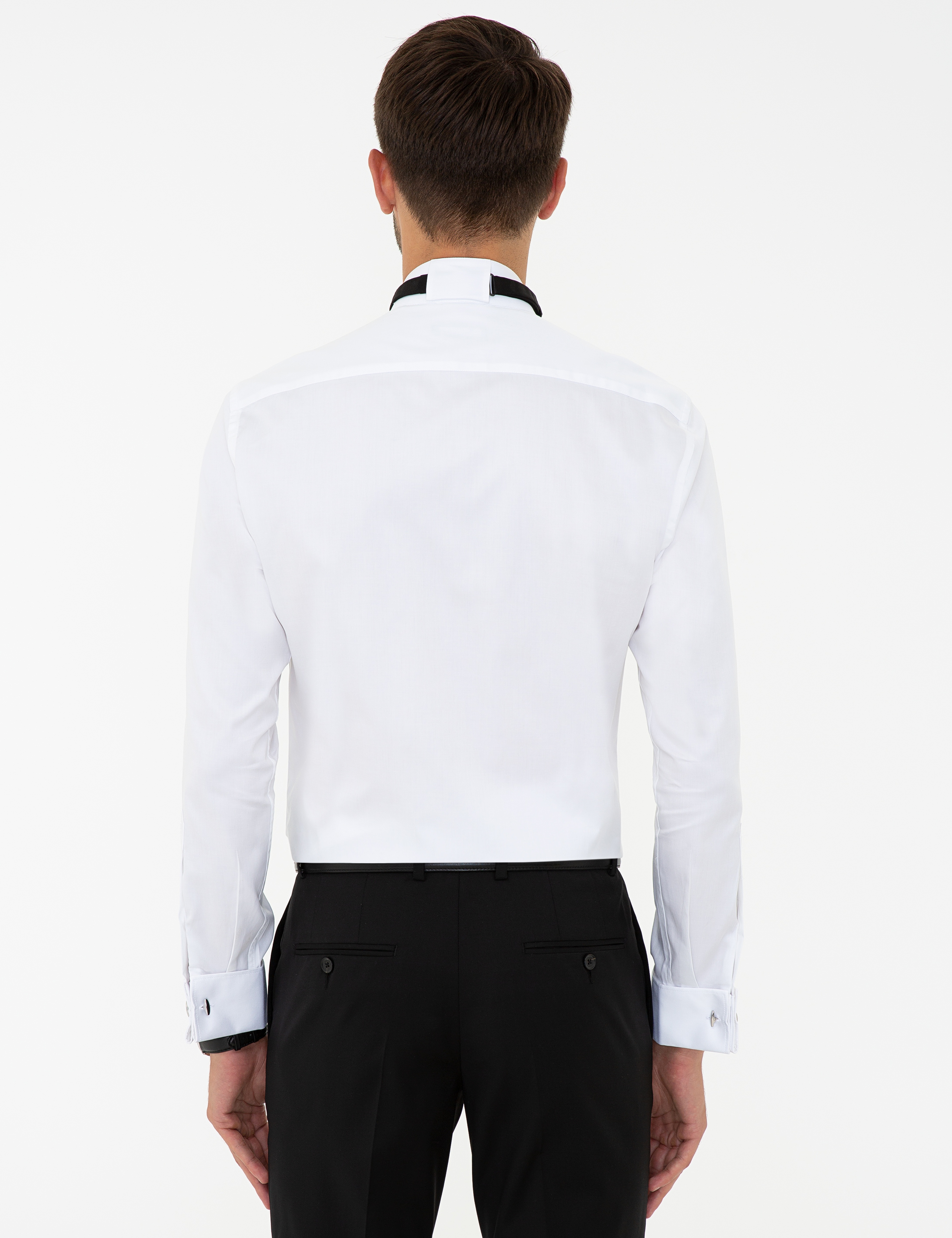 Beyaz Slim Fit Smokin Gömlek - Image 3