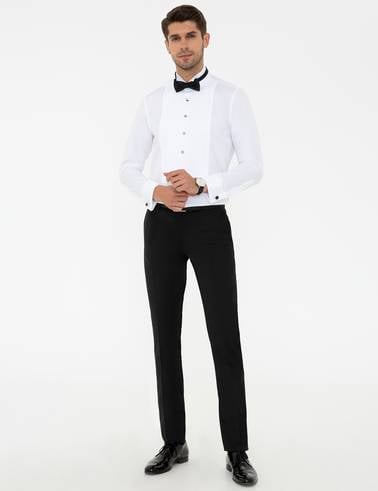 Beyaz Slim Fit Smokin Gömlek