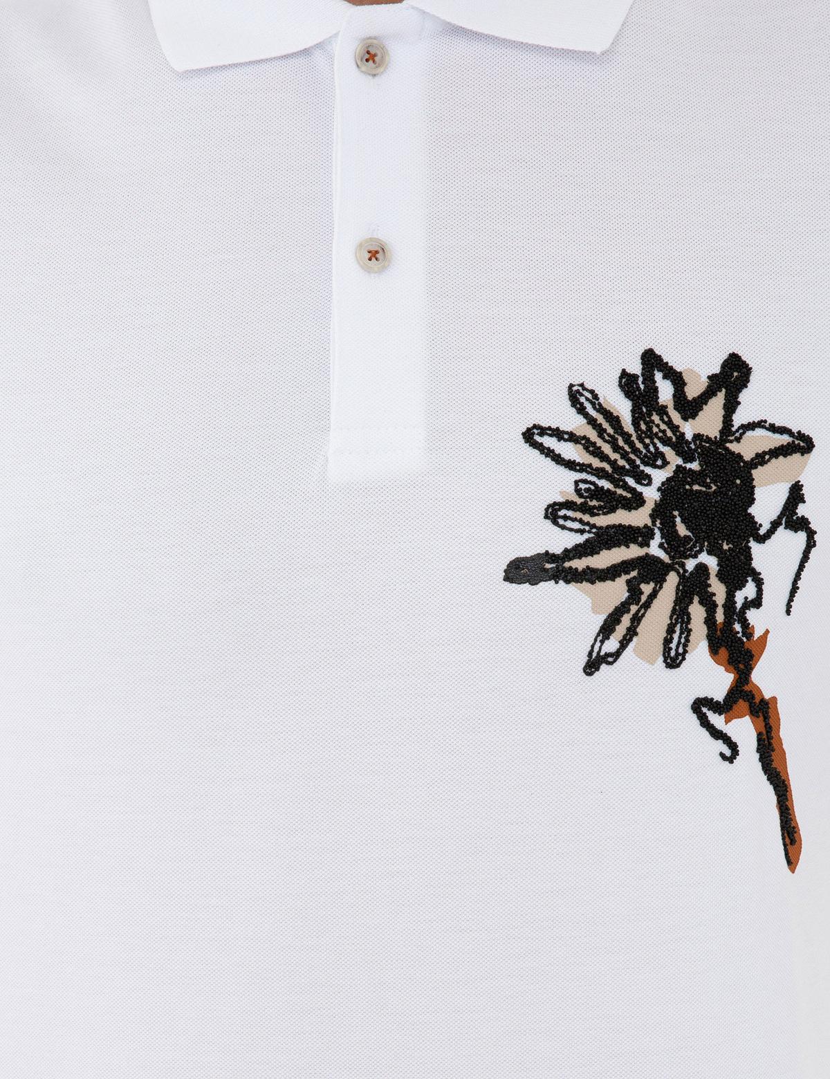 Beyaz Slim Fit Baskılı Polo Yaka Tişört - 50238558007