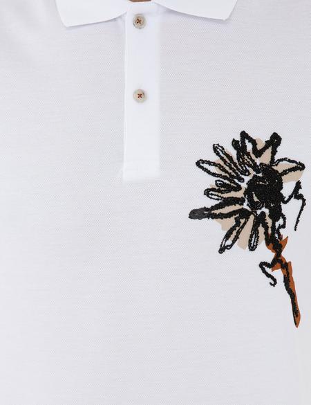 Beyaz Slim Fit Baskılı Polo Yaka Tişört - 50238558007