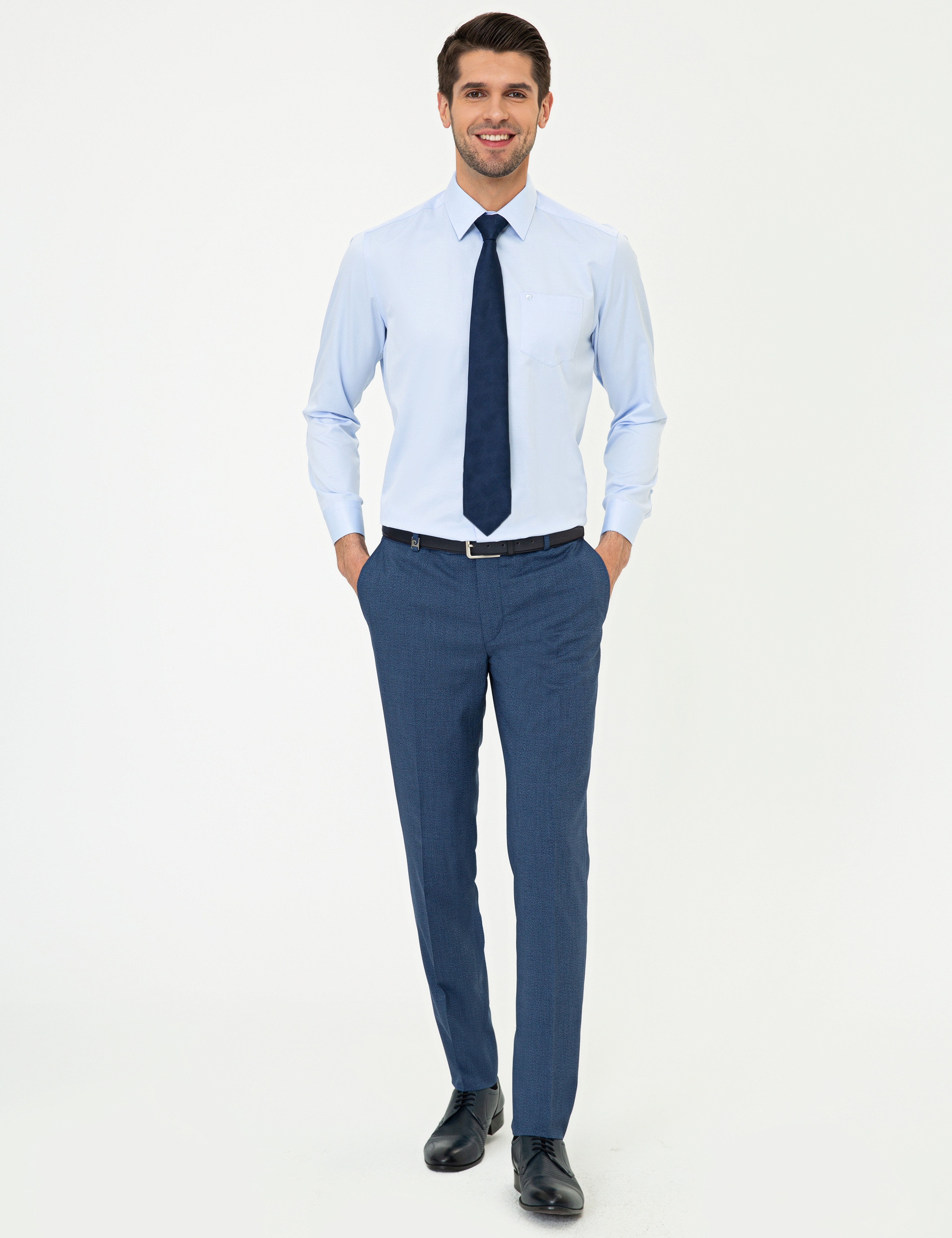 Açık Mavi Regular Fit Uzun Kollu Klasik Gömlek - Image 4