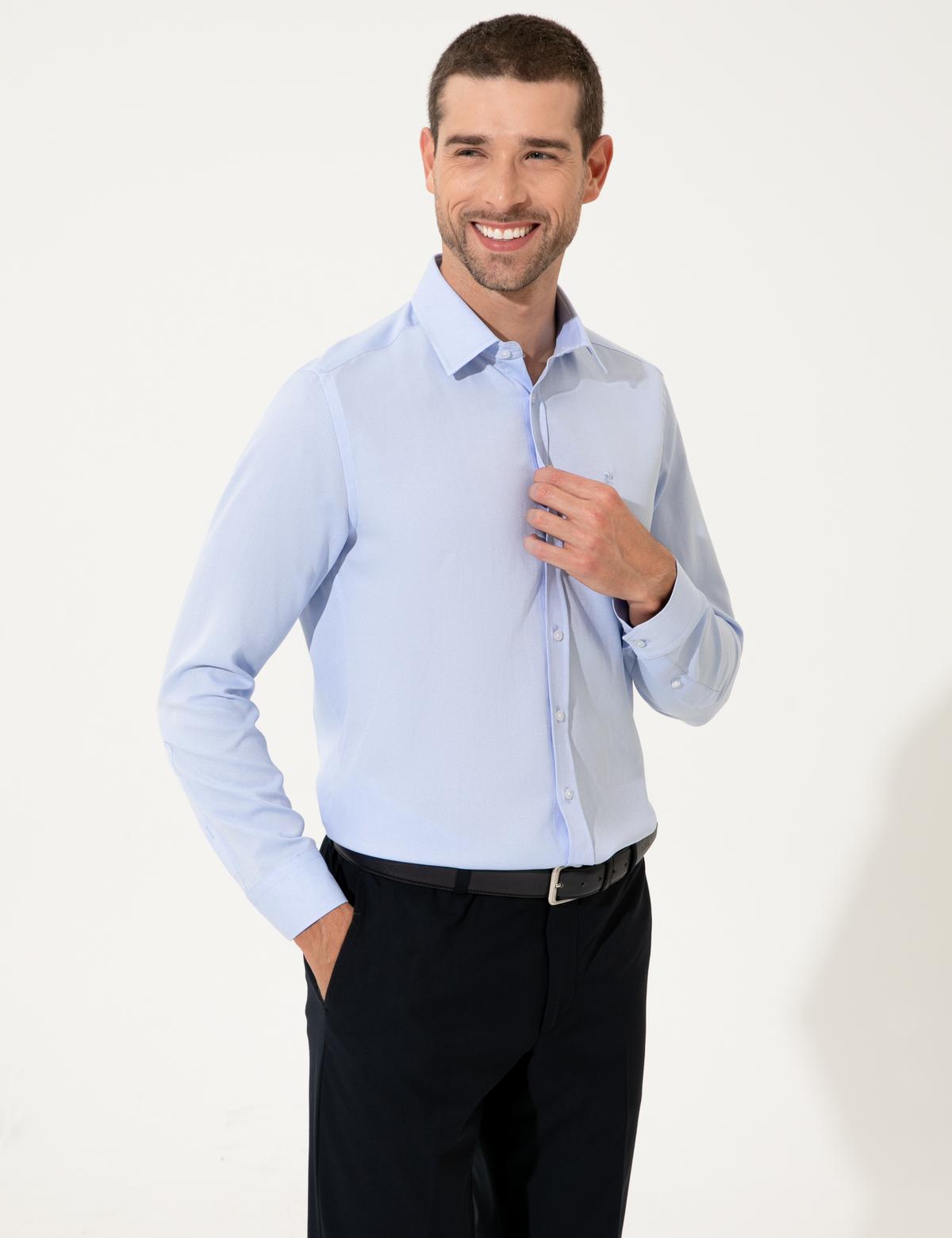 Gri Slim Fit Oxford Gömlek