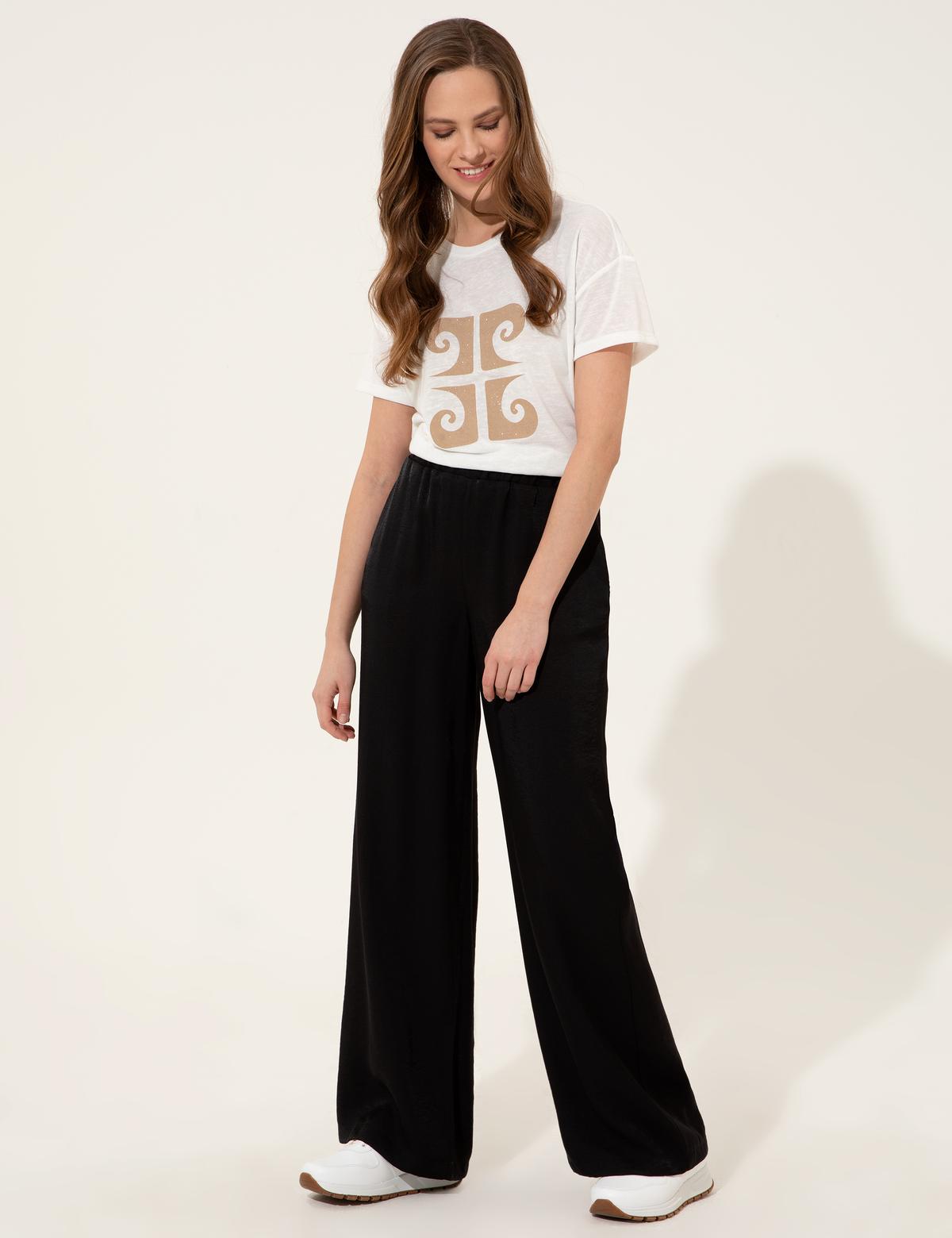 Siyah Dad Fit Kanvas Pantolon