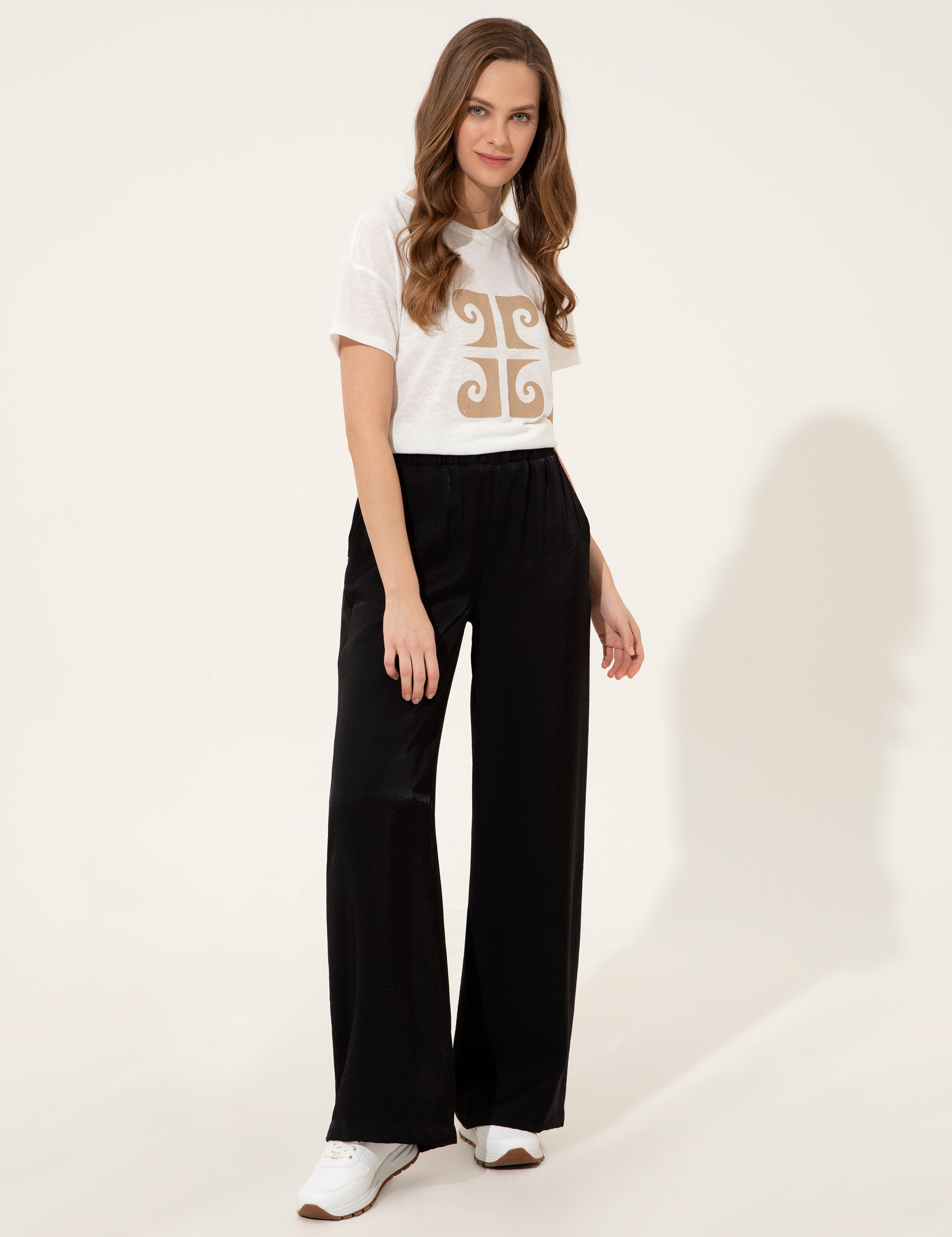 Siyah Dad Fit Kanvas Pantolon