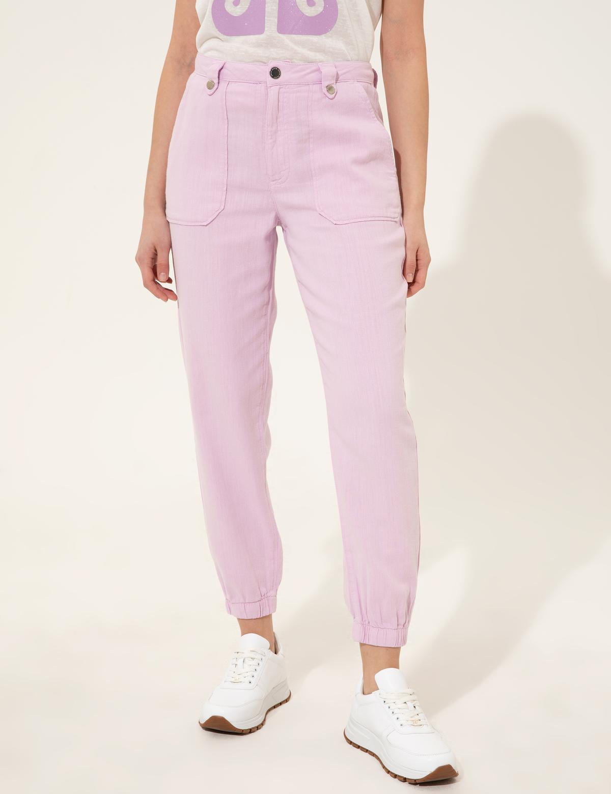Lila Jogger Fit Kanvas Pantolon - 50246729005