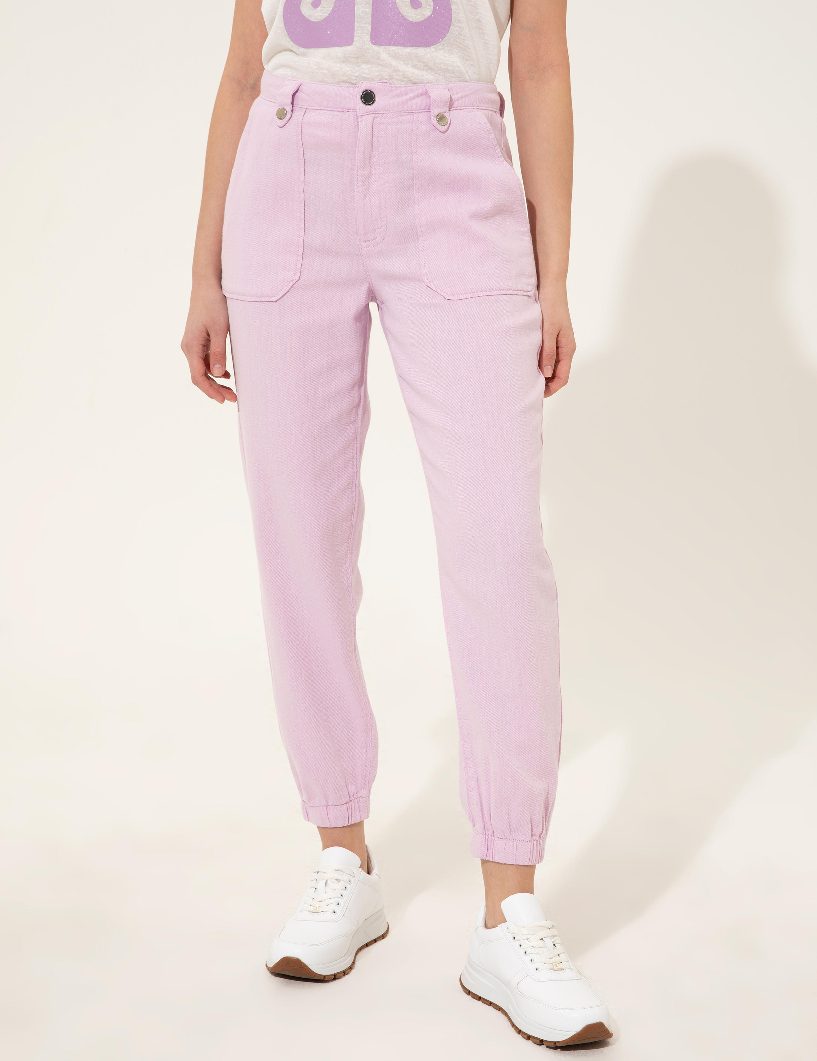 Lila Jogger Fit Kanvas Pantolon