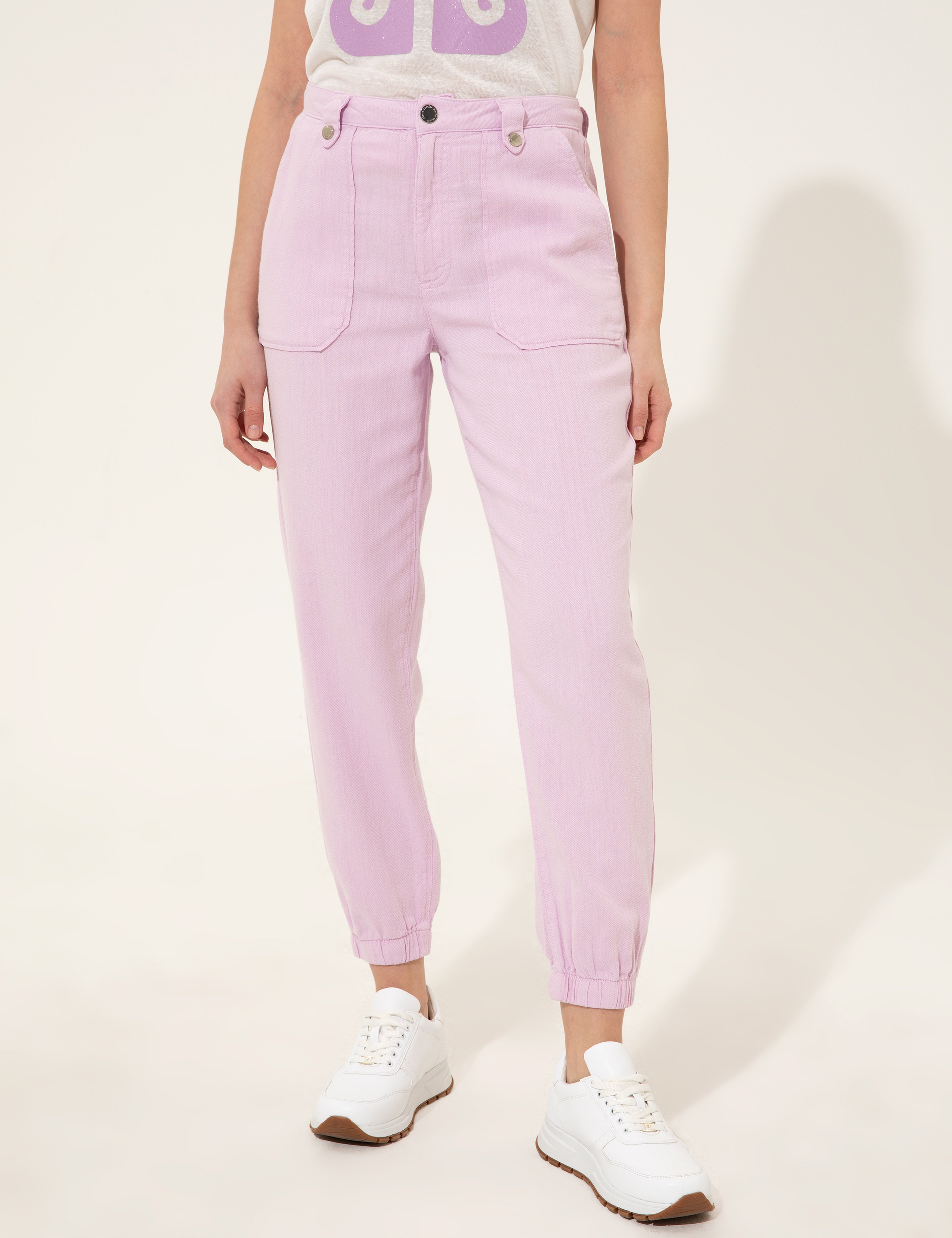 Lila Jogger Fit Kanvas Pantolon