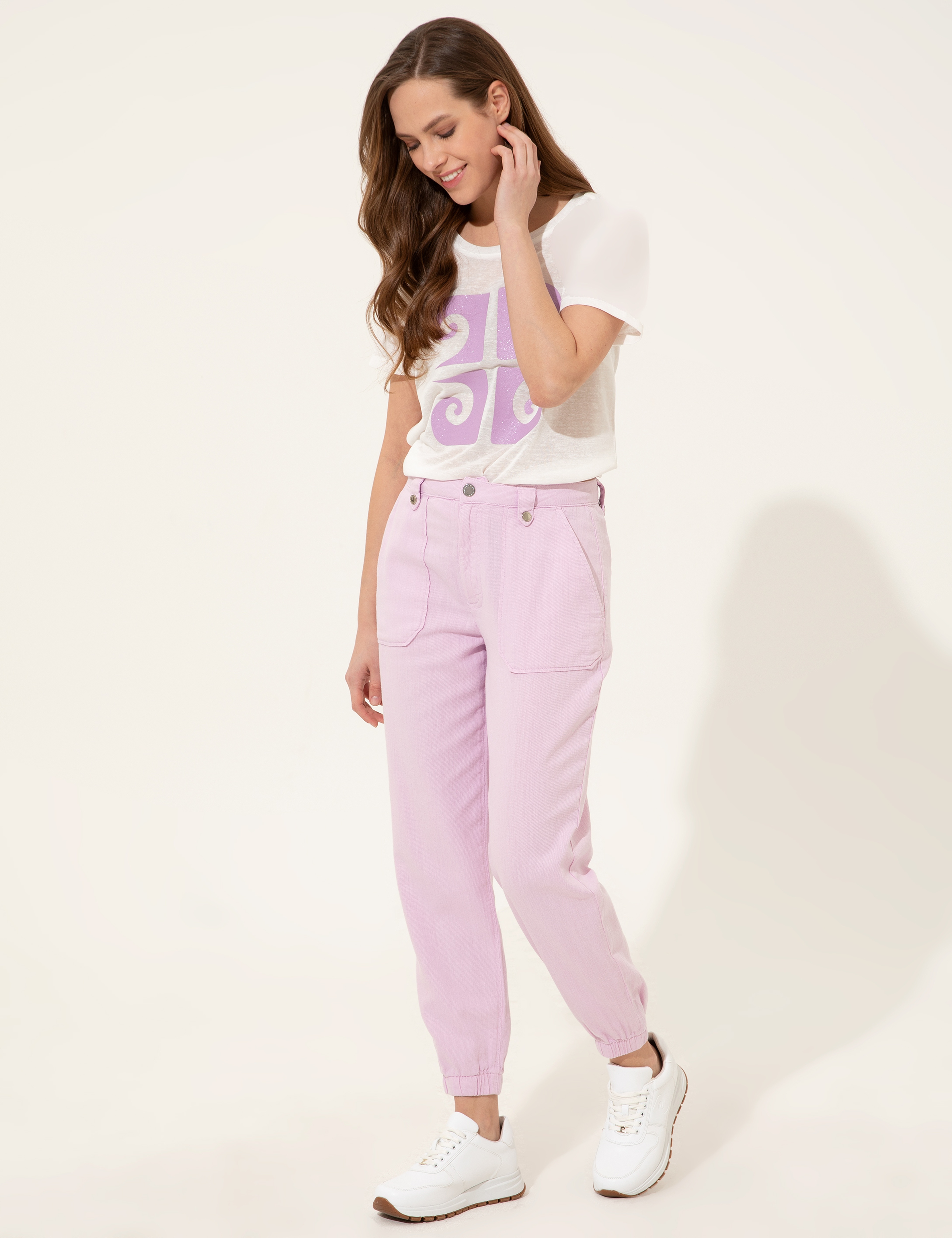 Lila Jogger Fit Kanvas Pantolon - Image 3